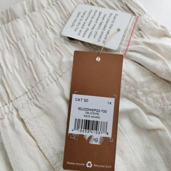 Denver Hayes Hi-Rise Wide Leg Crop Pants 14 Beige Stripes Linen Blend - Picture 5 of 11